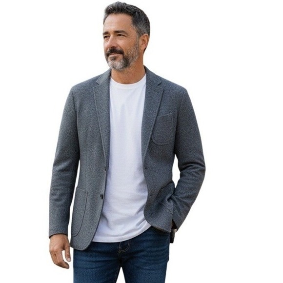 Banana Republic Other - Banana Republic Slim Wool Blazer Mens 42R Gray Italian Fabric Mario Bellucci Lux